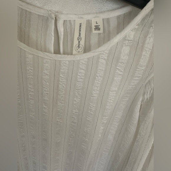 Treasure & Bond Cream Pleated Long Sleeve Blouse - Picture 8 of 9